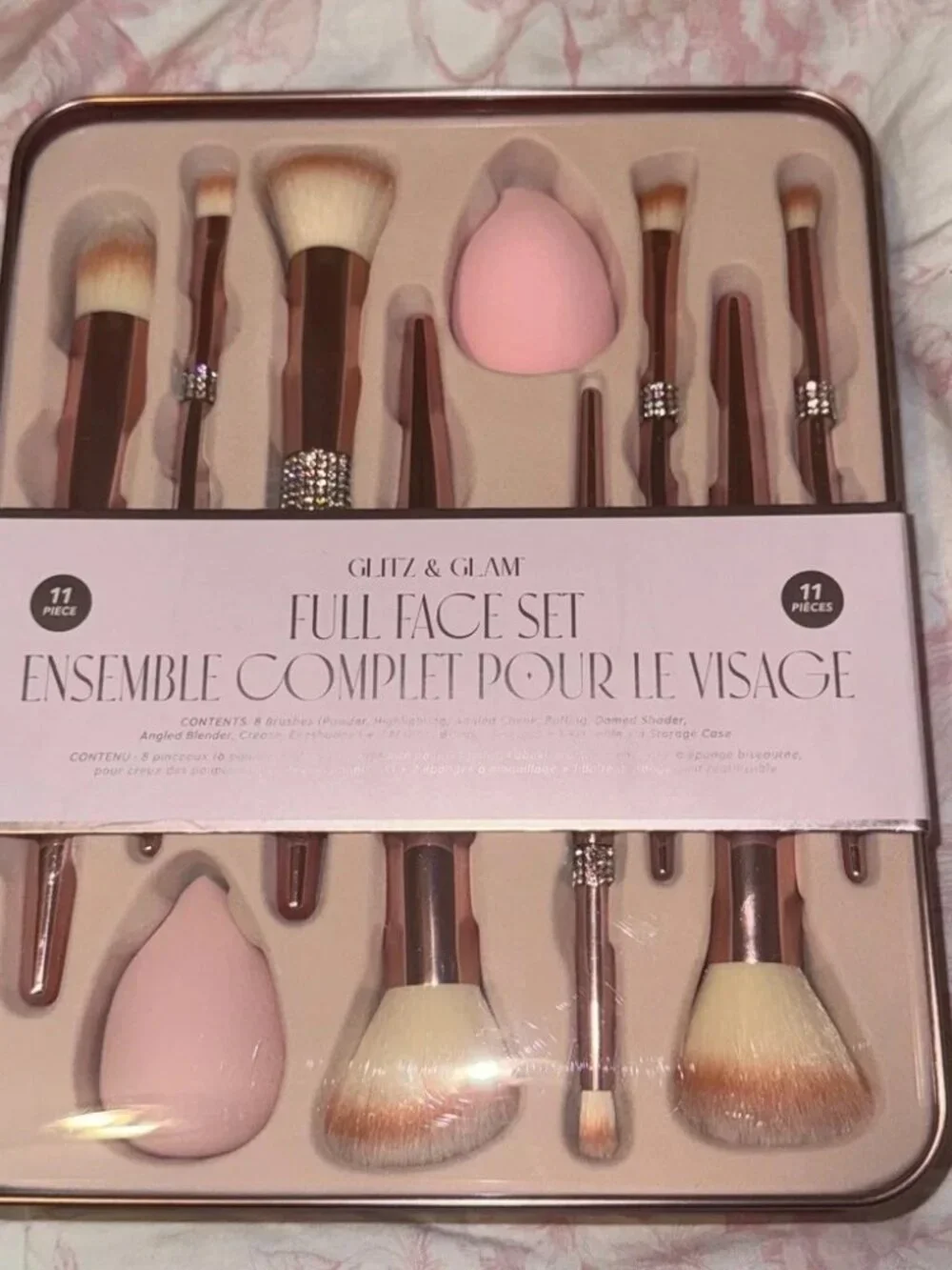 NWT Glitz & Glam Pink Bling 11 Piece Full Face‎ Makeup Brush Set